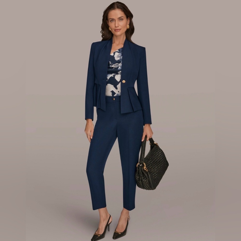 NWT Donna Karan Women's One-Button Peplum Jacket. Size 10. Nightfall - Picture 4 of 5